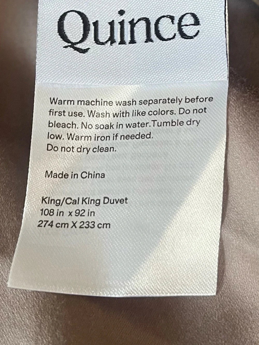 NEW Quince Giza Cotton Sateen Duvet Cover Set, King/Cal King (Stone)